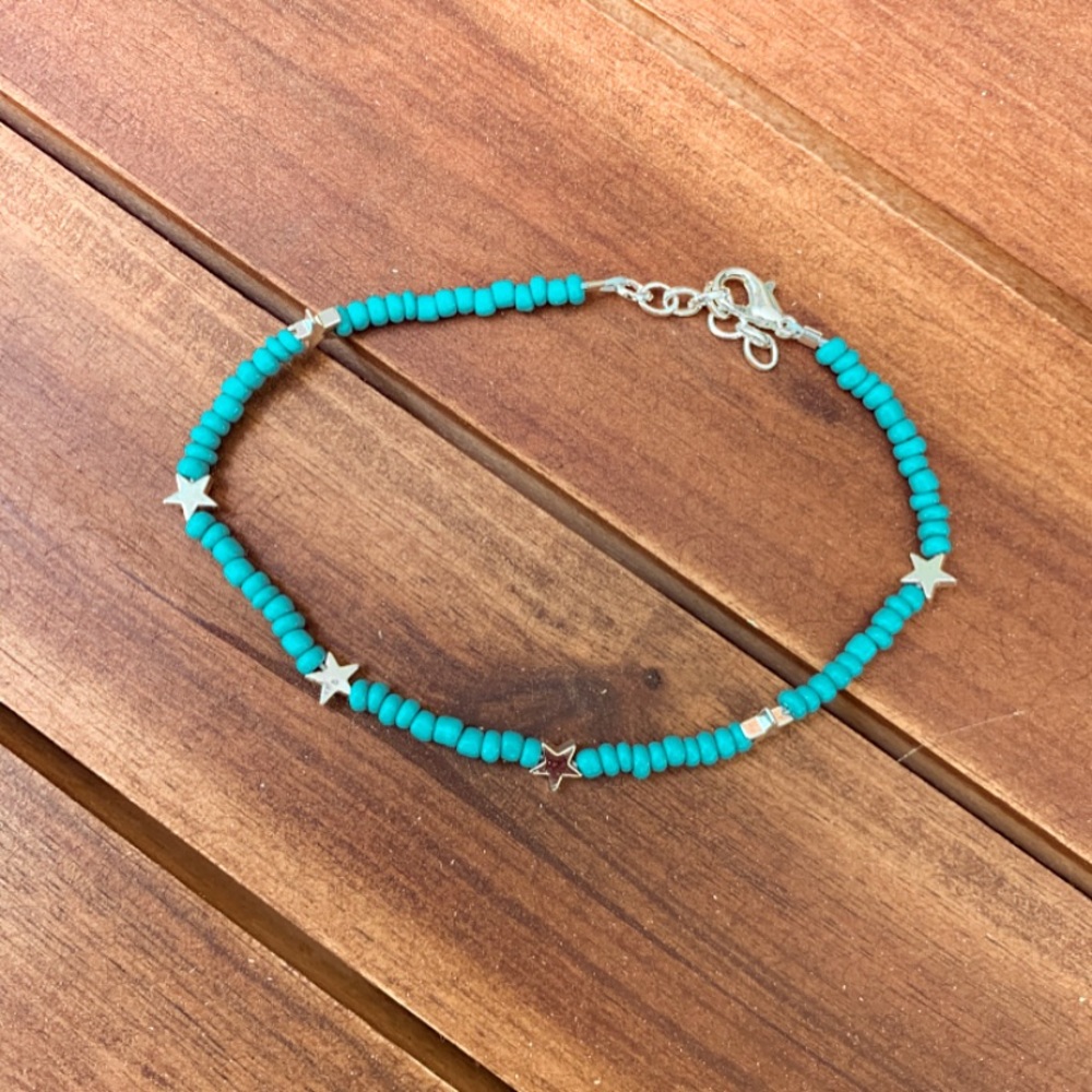 Starry teal anklet